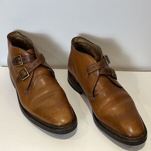 Bowen Men’s Brown Double Buckle Leather Low Ankle Boot Shoe Designer Rare 12 47